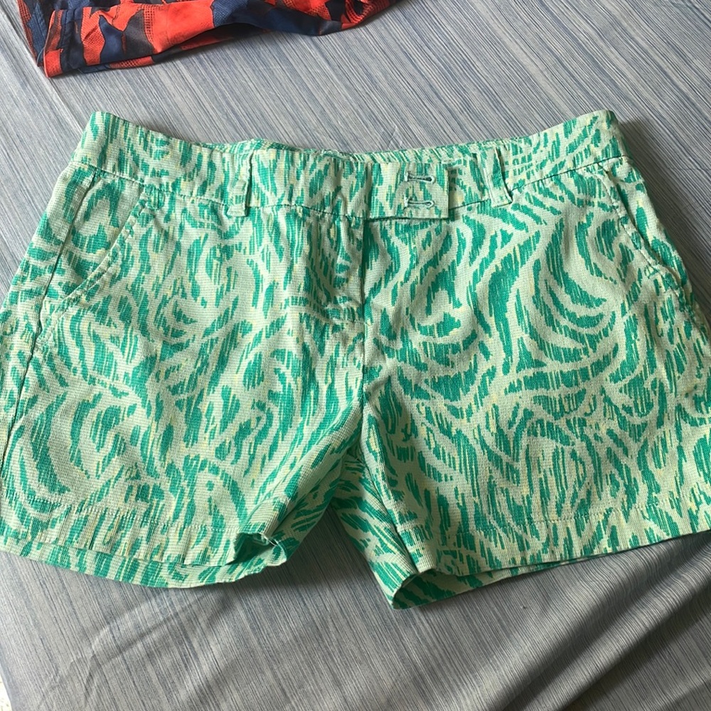 Turquoise print women chino shorts